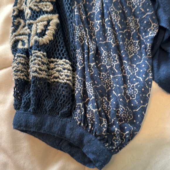 FREE PEOPLE embroidered mixed media top - Picture 2 of 4